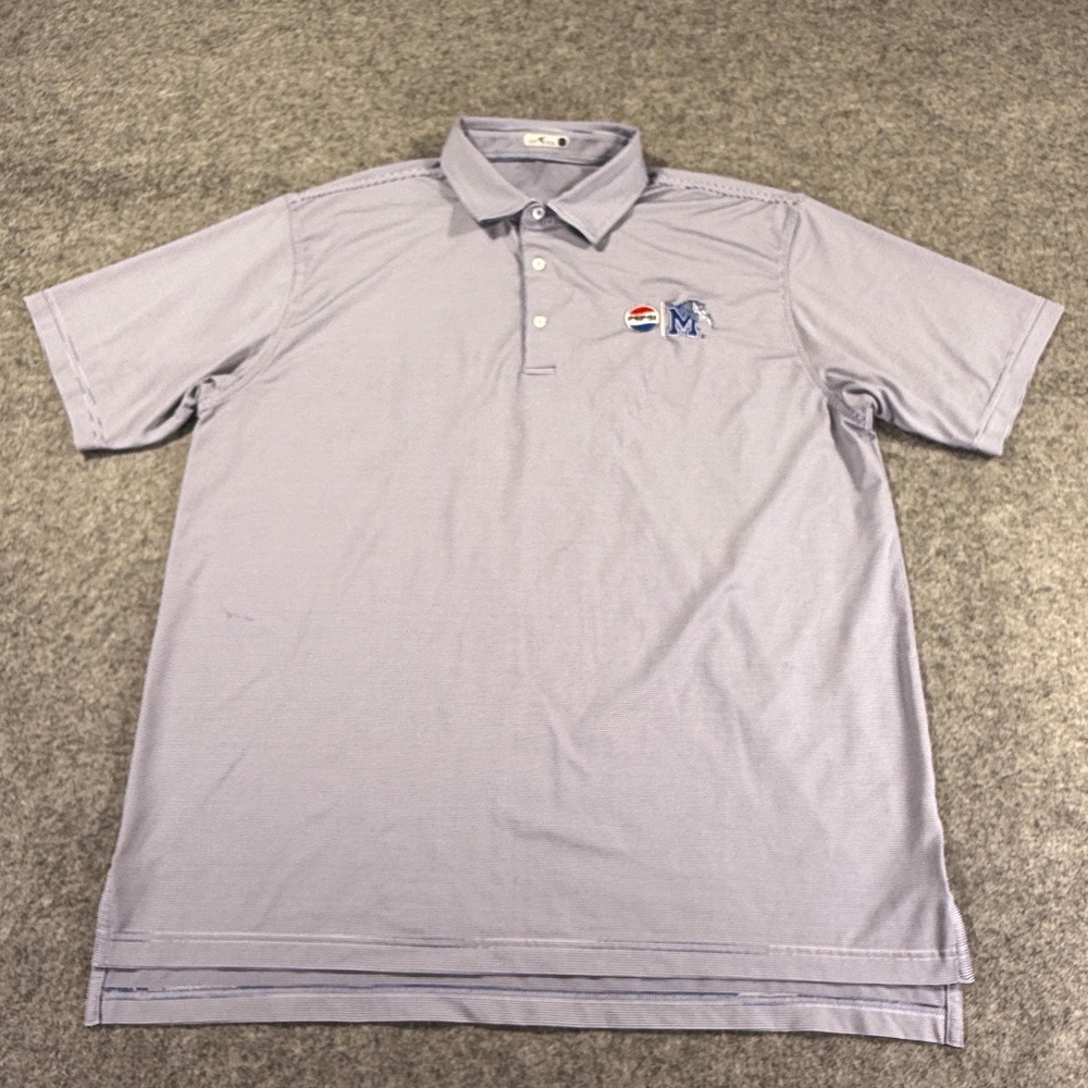 Memphis Tigers Shirt Mens XL Blue White NCAA‎ College Pepsi Polo Striped Golf